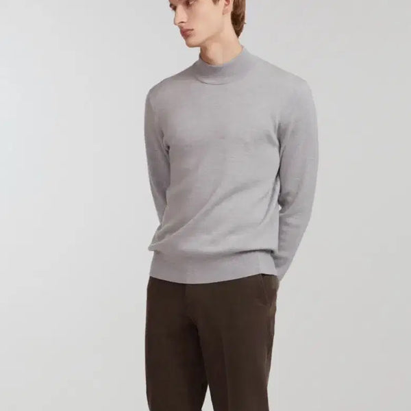 [BUNJANG] MAESTRO Grey Melange Wool Mock Neck Knit Sweater / 마에스트로 그레이 멜란지 울 모크넥 니트 스웨터