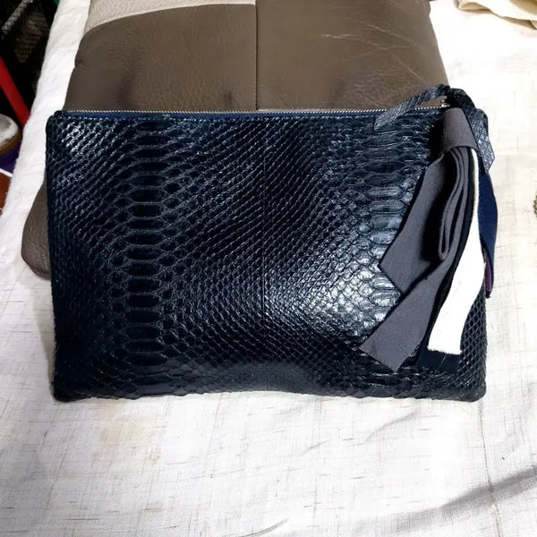 [BUNJANG] Vanessa Bruno Real Snakeskin Clutch Bag Khaki / 바네사브루노  리얼 뱀피가죽  카키  클러치백
