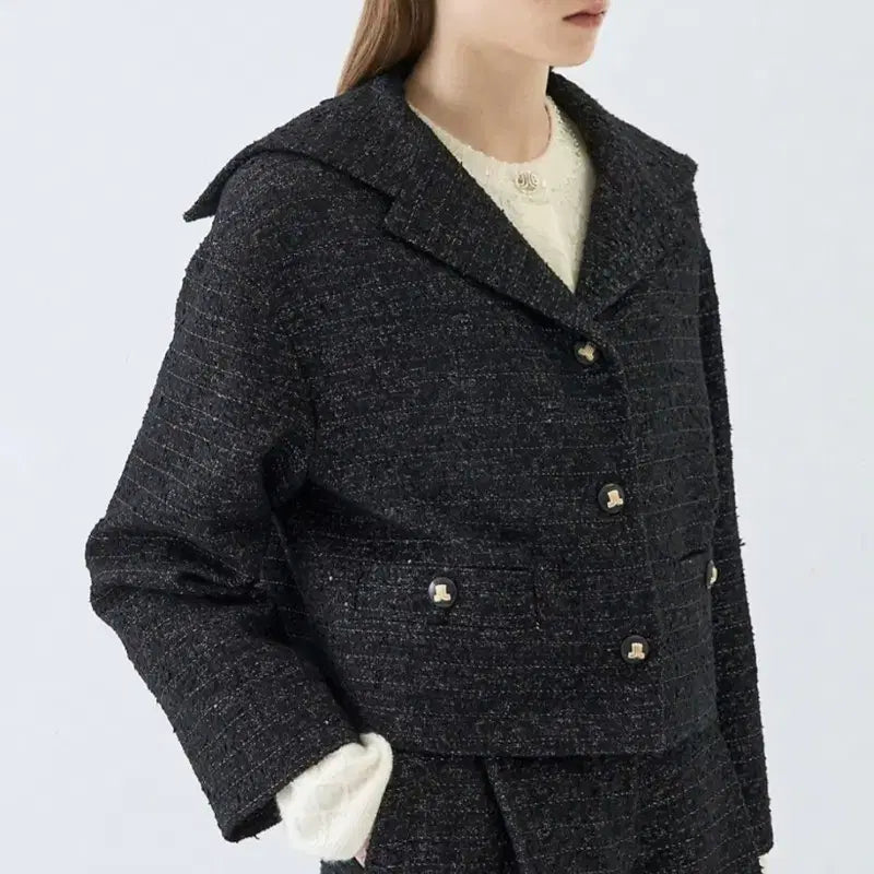 [BUNJANG] Lanvin Glitter Tweed Sailor Collar Jacket / 랑방 글리터 트위드