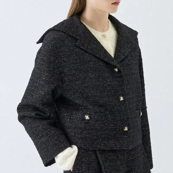 [BUNJANG] Lanvin Glitter Tweed Sailor Collar Jacket / 랑방 글리터 트위드