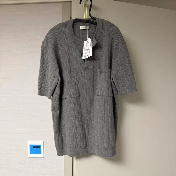 [BUNJANG] Nois Knit Short-Sleeve T-Shirt Grey L / 노이스 니트 반팔 그레이 L