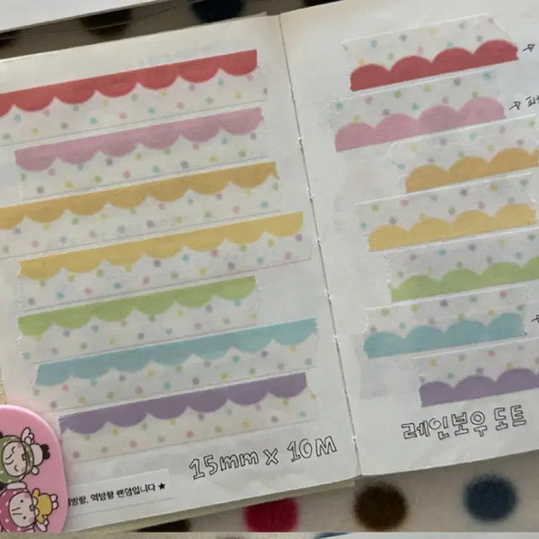 [BUNJANG] Ios Studio Rainbow Dot Set Masking Tape 7 Types Bundle / 다꾸 처분 아이오스튜디오 레인보우도트세트 마스킹테이프 7종