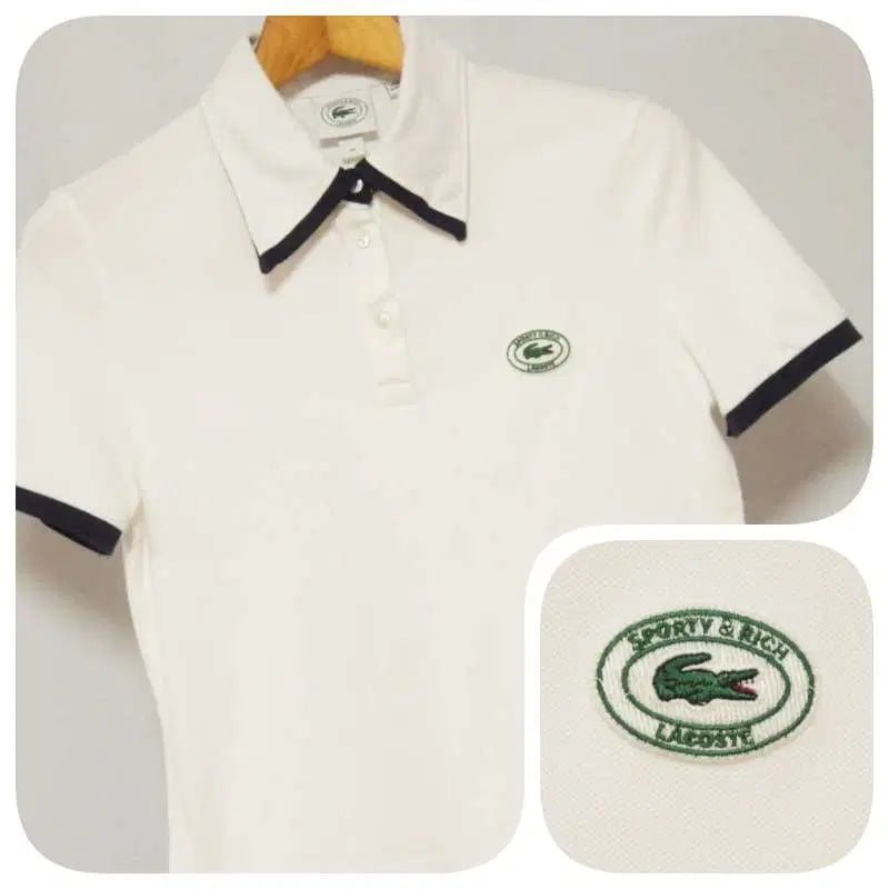 [BUNJANG] Lacoste White Casual Pique T-Shirt Women's Size 55 / 라코스테 화이트 캐주얼 PK티셔츠 여성55