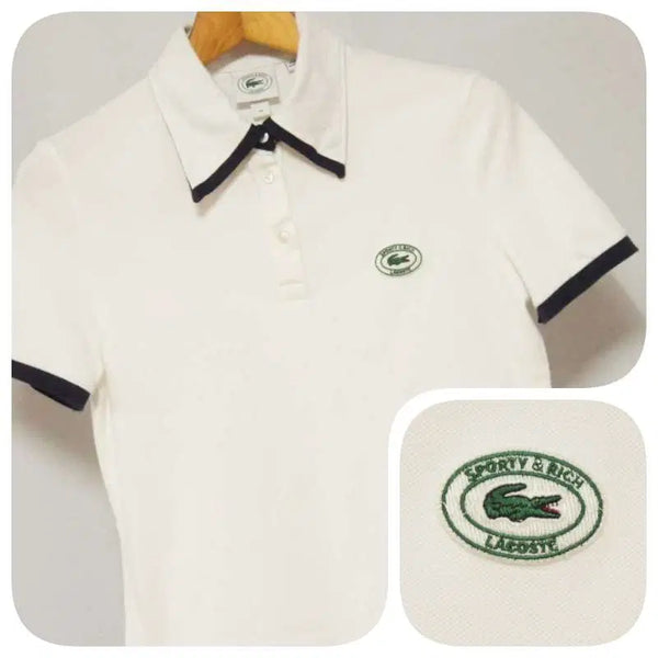 [BUNJANG] Lacoste White Casual Pique T-Shirt Women's Size 55 / 라코스테 화이트 캐주얼 PK티셔츠 여성55