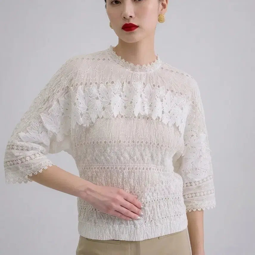 [BUNJANG] FAYEWOO Silk Blouse Off-White Size 55 / 페이우(FAYEWOO) 실크 블라우스 | 55 | 실크 100% | 드라이 완료