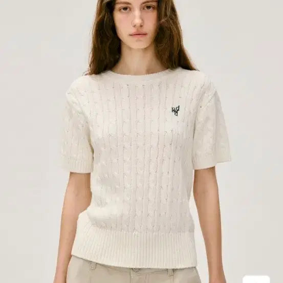 [BUNJANG] Depound Cable Short Sleeve Knit Ivory New / 드파운드 케이블 반팔니트(아이보리 새상품)