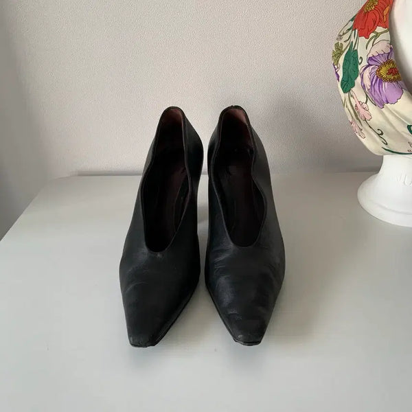 [BUNJANG] Bottega Veneta Black Leather Sculptural Heel Pumps / [250] 보테가 베네타 블랙 레더 스컬프처럴 힐 펌프스