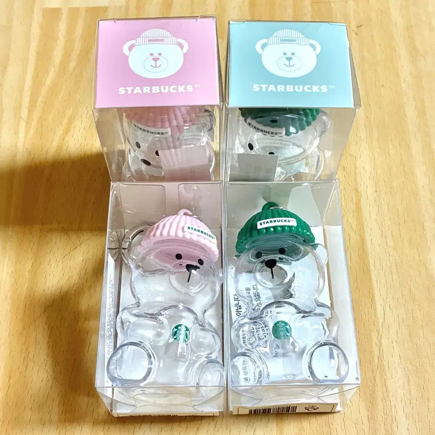 [BUNJANG] Starbucks Bearista Miniature Keychain Set (Pink + Green) / (2개세트,당일발송)스타벅스 베어리스타 미니어처 키링(핑크+그린)