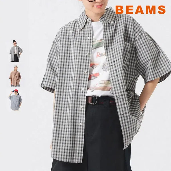 [BUNJANG] Beams Boy Check Big Button-Down Shirt / 빔즈 보이 체크 빅 버튼다운 셔츠