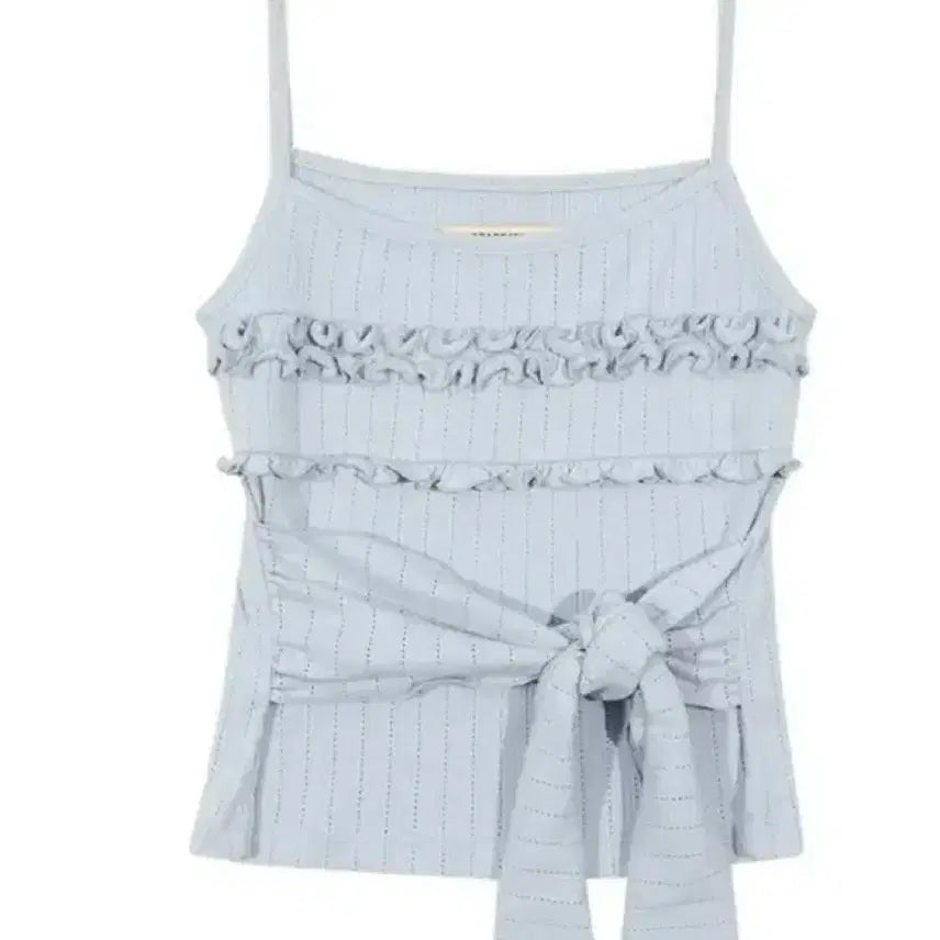 [BUNJANG] Margarin Fingers Frill Ribbon Tank Top Light Blue / 마가린핑거스 프릴 리본 탱크탑 라이트 블루
