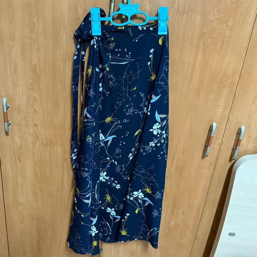 [BUNJANG] Women's Ribbon Wrap Long Skirt / 여성 리본 랩스커트 롱치마 휴양지 네이비