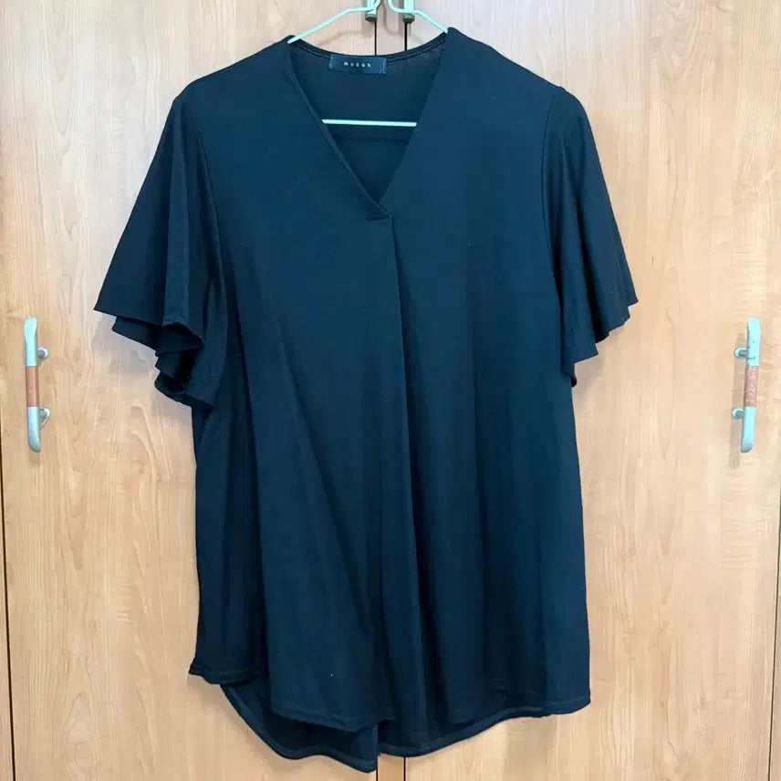 [BUNJANG] Muzak Women's Frill Short-Sleeve Blouse / 무자크 여성 프릴 반팔티셔츠 블라우스 검정검은색블랙