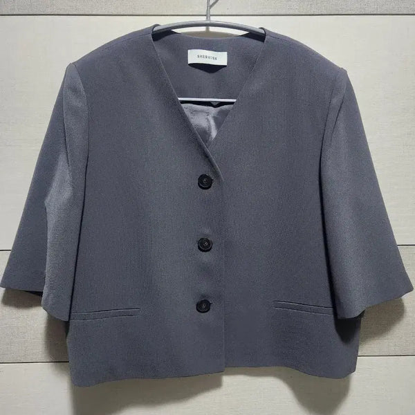 [BUNJANG] She's Miss Collarless 7/10 Sleeve Jacket Size 77 / 쉬즈미스 노카라 7부 자켓 77사이즈