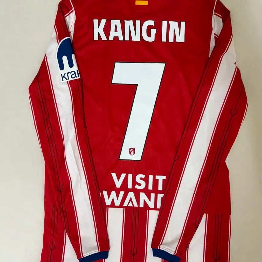 [BUNJANG] Atletico Madrid 2026/27 Home Long Sleeve Jersey - Kang-in Lee #7 (Champions League Font) - Size S / 26/27 아틀레티코 마드리드 홈 긴팔 S사이즈 이강인 마킹 (챔스 폰트)