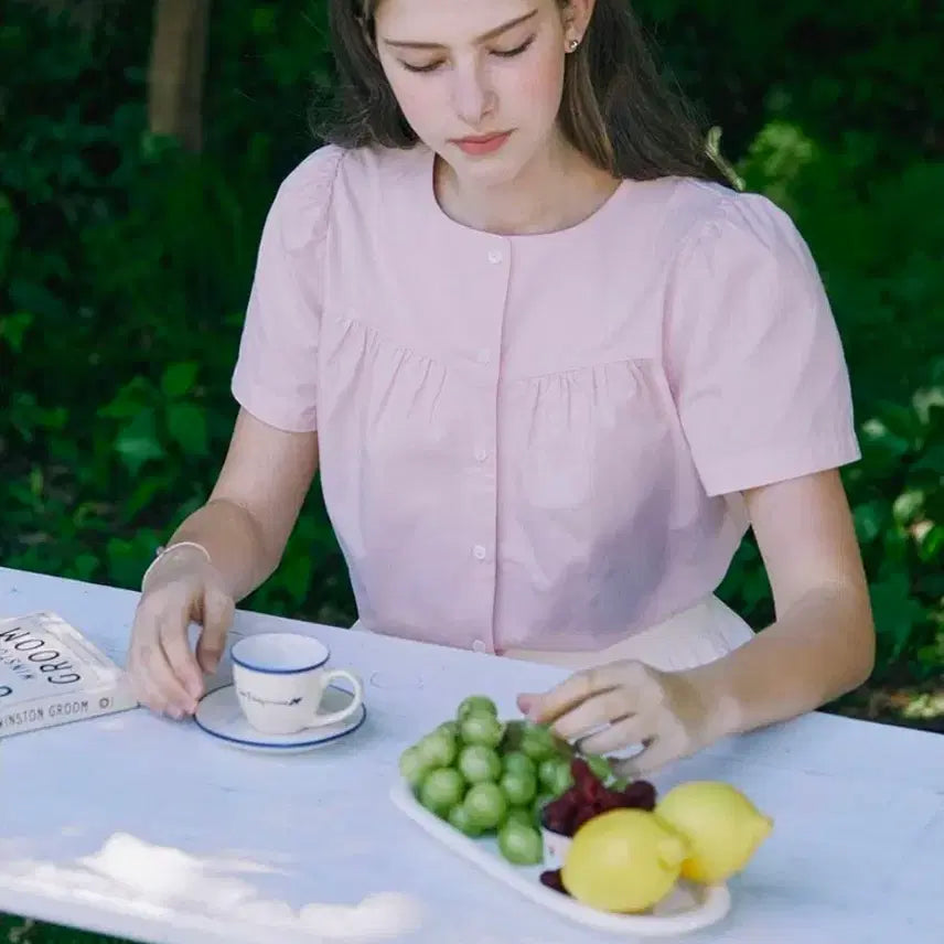 [BUNJANG] Nonlocal Julia Shirring Blouse Light Pink / 논로컬 줄리아 셔링 블라우스 라이트핑크 판매합니다.