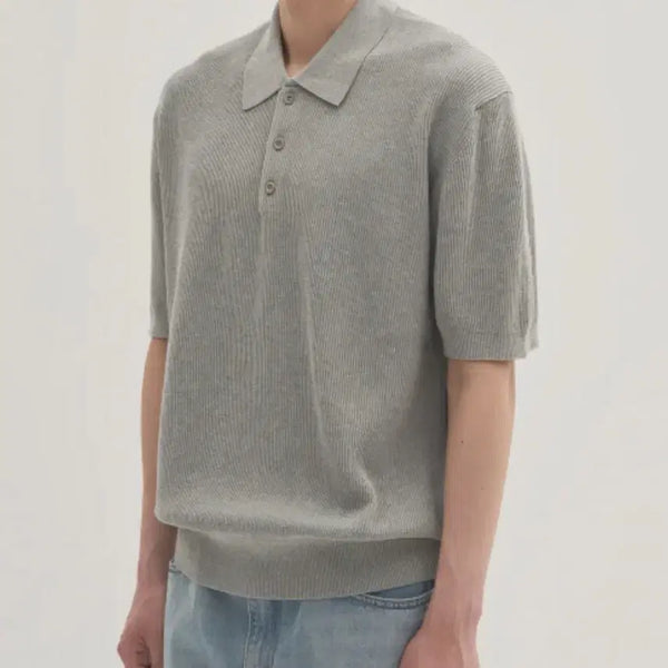 [BUNJANG] The Row Knit Short Sleeve Polo T-Shirt Grey / 인더로우 니트 반팔 카라티 그레이
