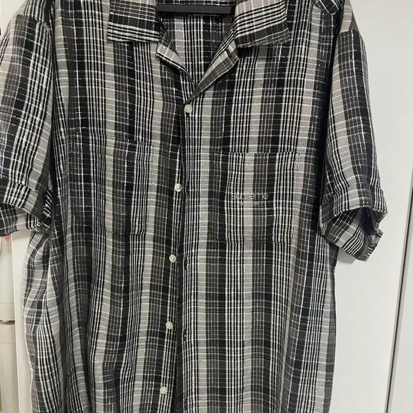 [BUNJANG] Supreme Pearl Check Shirt Black Silver L / 슈프림 펄 체크 블랙실버 L