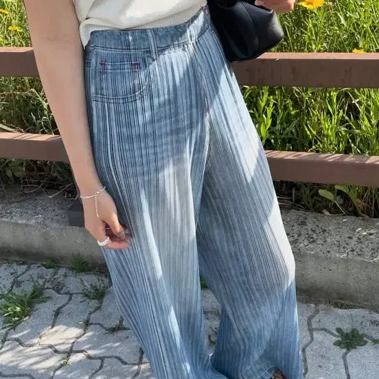 [BUNJANG] Ssong Label Denim Pleats Pants / 쏭라벨 데님 플리치 새상품