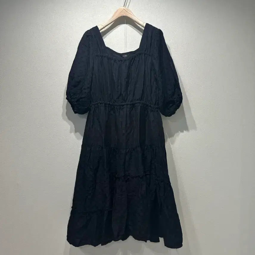 [BUNJANG] Time Puff Sleeve Linen Dress Black / 타임 퍼프소매 린넨 원피스 블랙