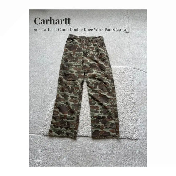 [BUNJANG] 90s Carhartt Duck Hunter Camo Double Knee Carpenter Pants (Size 29-31) / 90s Carhartt 카모 워크 팬츠 (29-31)