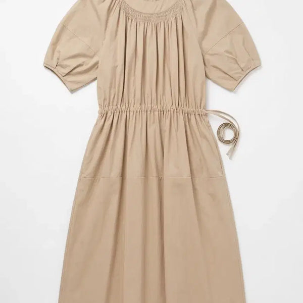 [BUNJANG] Women's Beige Nylon Frill Dress / 여성F/ 베이지색 나일론 프릴 원피스 빈티지킹