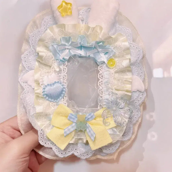 [BUNJANG] Handmade Blue & Yellow Lace Photocard Holder Top Loader Deco / 블루 옐러우  레이스 탑꾸 탑로더 꾸미기 핸드메이드 포카홀더