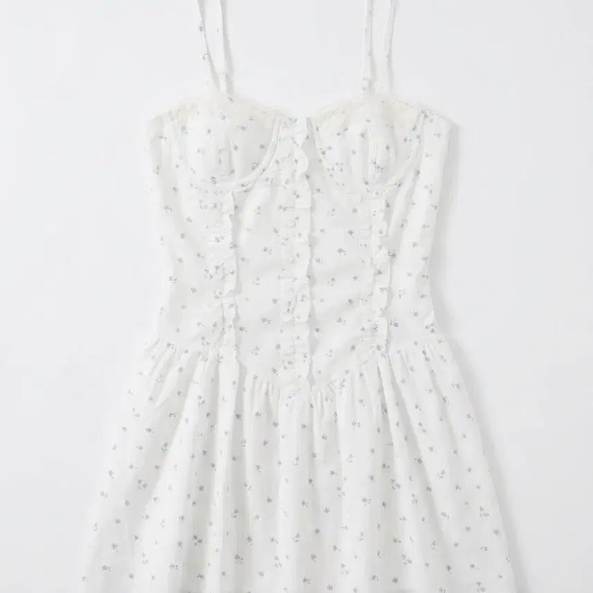 [BUNJANG] White Flower Pattern Bustier Vintage Top / 여성S/ 텍새 ling 화이트 플라워 패턴 뷔스티에 빈티지킹
