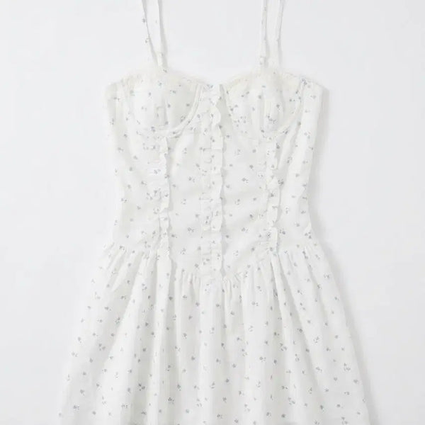 [BUNJANG] White Flower Pattern Bustier Vintage Top / 여성S/ 텍새 ling 화이트 플라워 패턴 뷔스티에 빈티지킹