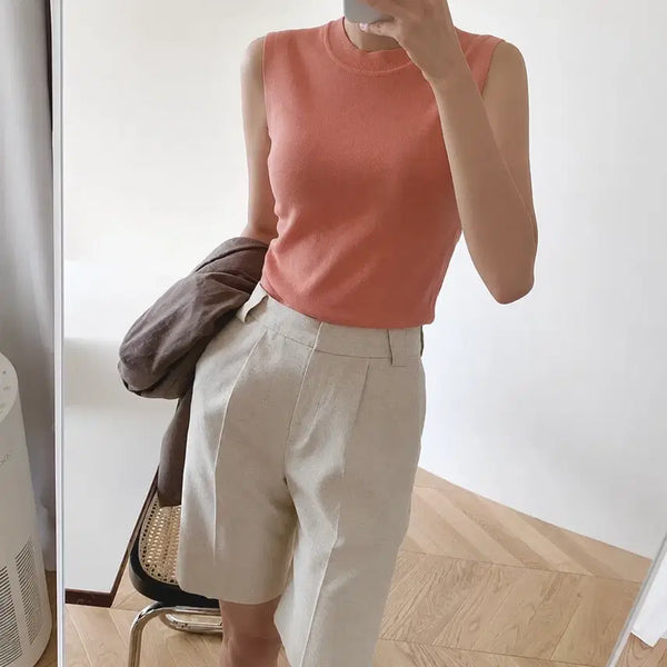 [BUNJANG] SIE The Silhouette Essential Half-Neck Sleeveless Top / SIE 시에 더실루엣 에센셜 하프넥 슬리브리스 탑