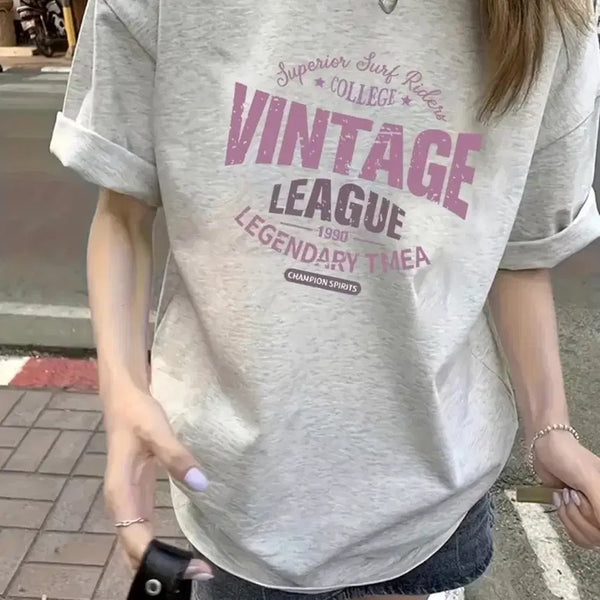 [BUNJANG] Vintage Lettering Short Sleeve T-Shirt / 새상품 빈티지 레터링 반팔 티셔츠