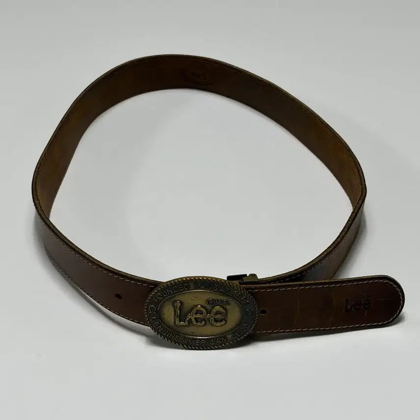 [BUNJANG] Lee Vintage Western Brown Leather Belt / Lee (리) 빈티지 웨스턴 브라운 레더 벨트