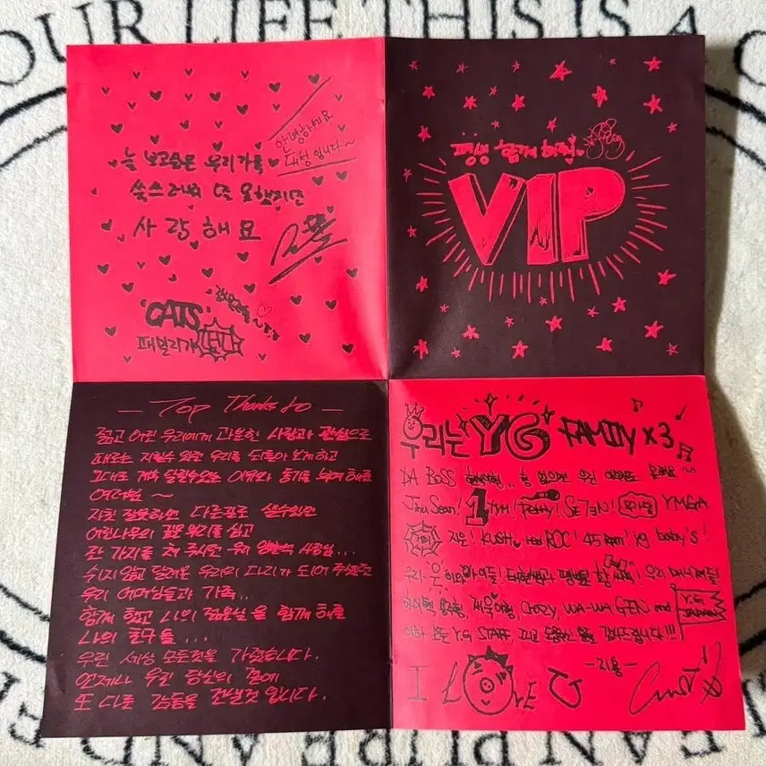 [BUNJANG] Bigbang Red Sunset Album Lucky Draw Member Handwritten Letter & Signature / 빅뱅 붉은노을 편지 손글씨