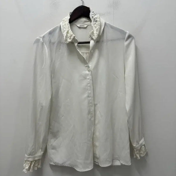 [BUNJANG] CLOVIS Lace Collar Blouse White / [만원빈티지 최저가]CLOVIS 블라우스 레이스 카라 화이트