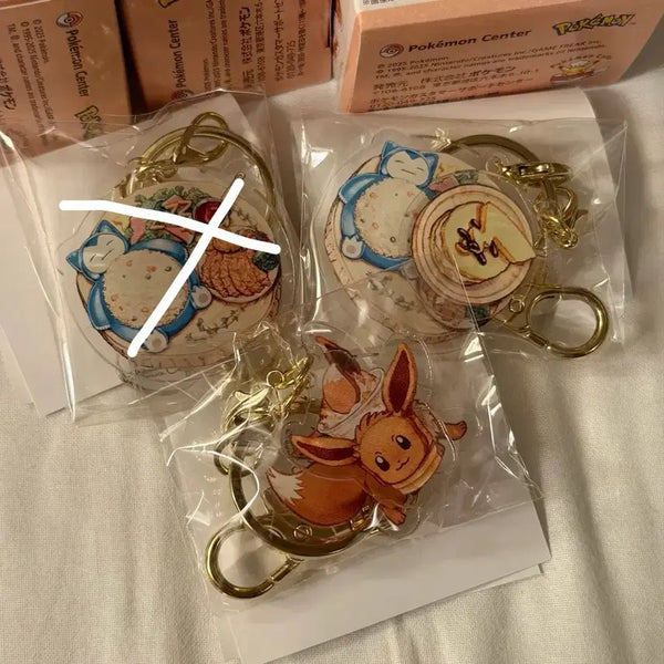 [BUNJANG] Pokemon Cafe Limited Edition Acrylic Keychain Collection - Snorlax, Eevee / 포켓몬 카페 한정 굿즈 아크릴 키링 컬렉션 잠만보 이브이 교환