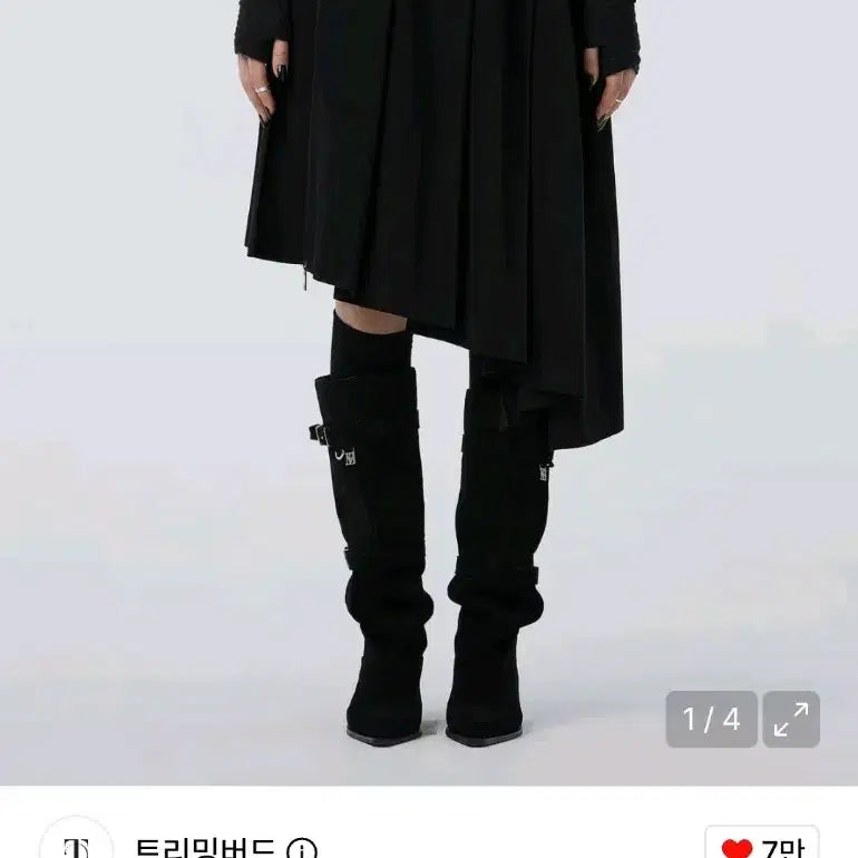 [BUNJANG] trimingbird Pleated Asymmetric Skirt Black / 트리밍버드 Pleated Asymmetric Skirt [ Black ] 1사이즈