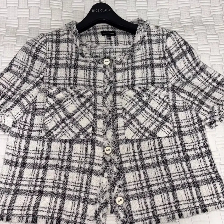 [BUNJANG] Plastic Island Short Sleeve Tweed Jacket / [플라스틱아일랜드] 반팔 트위드 자켓