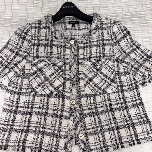 [BUNJANG] Plastic Island Short Sleeve Tweed Jacket / [플라스틱아일랜드] 반팔 트위드 자켓