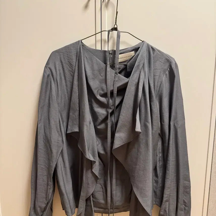 [BUNJANG] Kinder Salmon Drape Cowl Neck Blouse Charcoal / 킨더살몬 드레이프 카울넥 블라우스