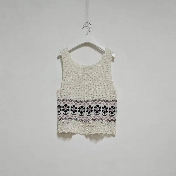 [BUNJANG] Muzak Linen Crochet Vest / 무자크 린넨 크로셰조끼