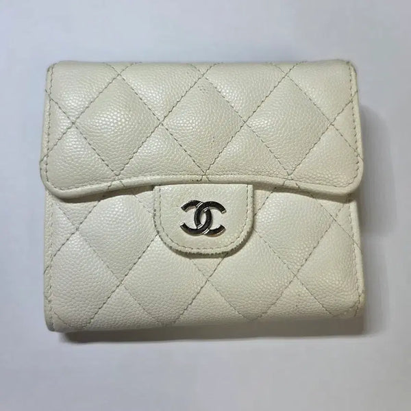 [BUNJANG] Chanel Classic Caviar Wallet White / 샤넬 클래식 캐비어 반지갑 화이트