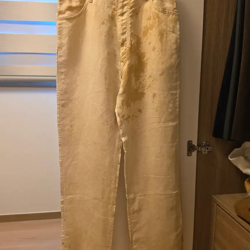 [BUNJANG] Lyria Dirty Print Linen Cotton Trousers Beige Size 46 / Lyria Dirty Print Linen Cotton (2025ss; 베이지; 46사이즈)