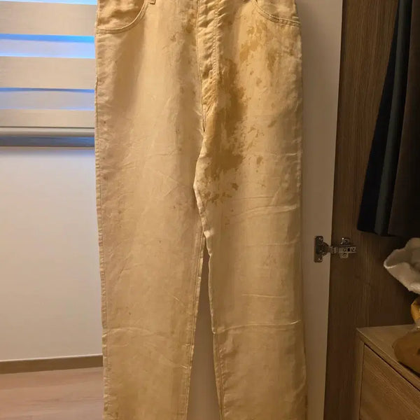 [BUNJANG] Lyria Dirty Print Linen Cotton Trousers Beige Size 46 / Lyria Dirty Print Linen Cotton (2025ss; 베이지; 46사이즈)