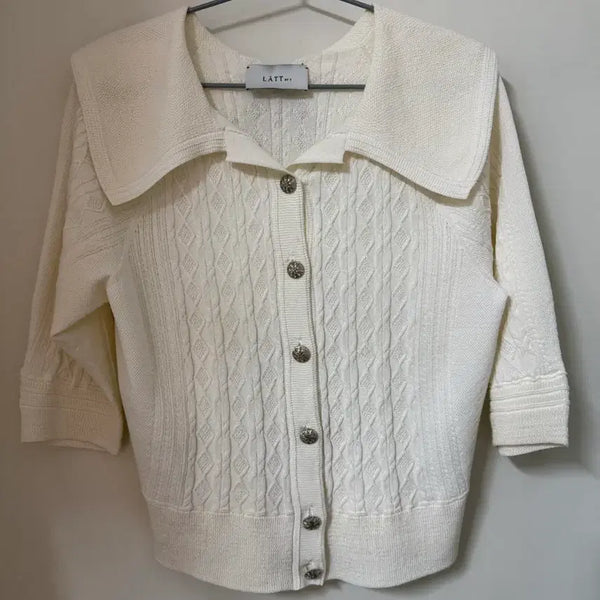 [BUNJANG] Hansome Lattbytee Ivory Knit Top / 한섬)래트바이티 아이보리  니트 free