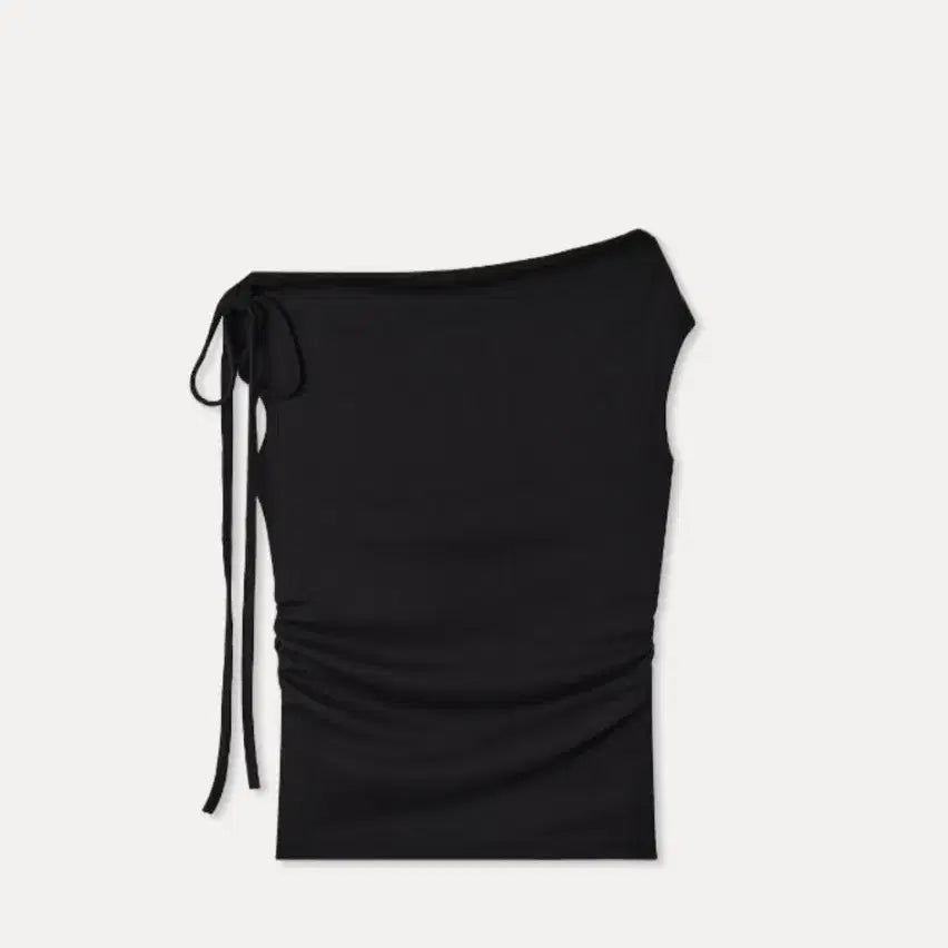 [BUNJANG] M: See Shirring Ribbon Tie Top Black / 미쏘 셔링 리본끈 탑 블랙
