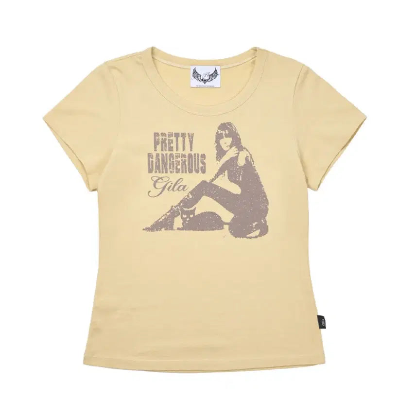 [BUNJANG] Gilla8ve Archive DANGER GIRL Crop T-Shirts Yellow / 새상품) 길라아카이브 DANGER GIRL CROP T-SHIRTS YELLOW 레몬 코어 무신사 반팔티