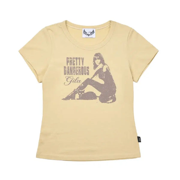[BUNJANG] Gilla8ve Archive DANGER GIRL Crop T-Shirts Yellow / 새상품) 길라아카이브 DANGER GIRL CROP T-SHIRTS YELLOW 레몬 코어 무신사 반팔티