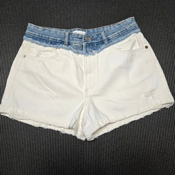 [BUNJANG] Zara Distressed White Denim Shorts (Large Size) / 새상품) 자라 디스트로이드 화이트 흰바지 쇼츠 반바지 빅사이즈