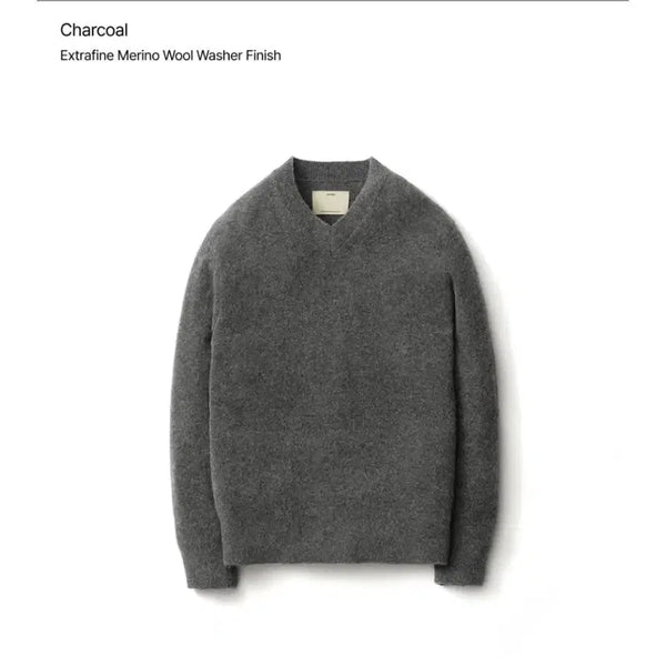 [BUNJANG] Pottery Comfort V-Neck Knit Charcoal / 포터리 컴포트 브이넥 니트 차콜 5사이즈 최상품