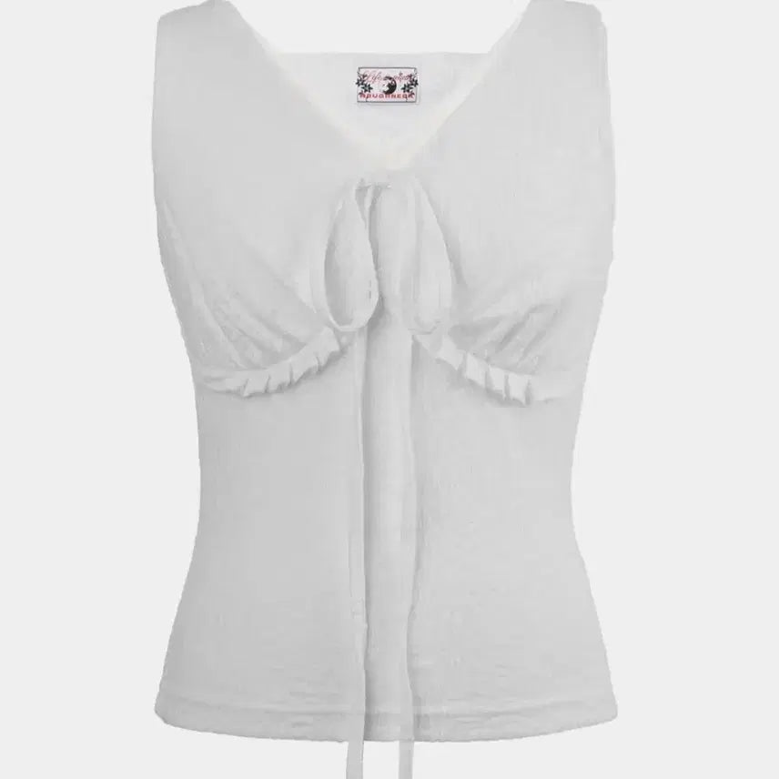 [BUNJANG] Frill Tie Sleeveless Top / 러프넥 프릴 타이 슬리브리스 FRILL TIE SLEEVELESS TOP