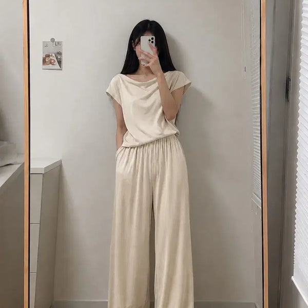 [BUNJANG] Beige Ribbed Set-Up New Item / 베이지 골지 셋업 새상품